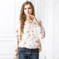 New arrival ladies chiffon blouses elegant design long sleeves printing women blouse